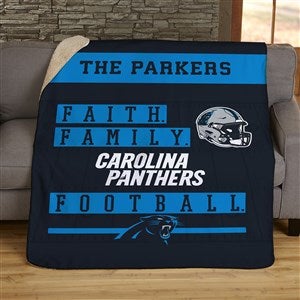NFL Faith & Family Carolina Panthers Personalized 50x60 Sherpa Blanket - 45357-S