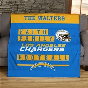 NFL Faith & Family Los Angeles Chargers Personalized 50x60 Plush Fleece Blanket - 45363-F