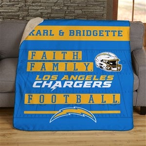 NFL Faith & Family Los Angeles Chargers Personalized 50x60 Sherpa Blanket - 45363-S