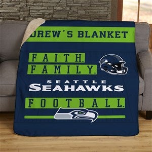 NFL Faith & Family Seattle Seahawks Personalized 50x60 Sherpa Blanket - 45367-S