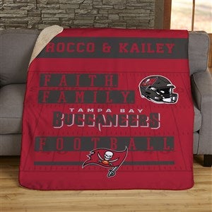 NFL Faith & Family Tampa Bay Buccaneers Personalized 50x60 Sherpa Blanket - 45368-S