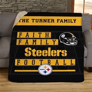 NFL Faith & Family Pittsburgh Steelers Personalized 60x80 Sherpa Blanket - 45372-SL