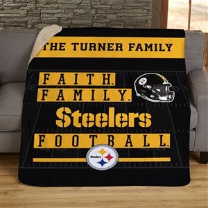 NFL Faith  Family Pittsburgh Steelers Personalized 60x80 Sherpa Blanket - 45372-SL