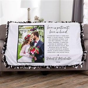 Love is Patient Personalized 50x60 Tie  Photo Blanket - 45392-T
