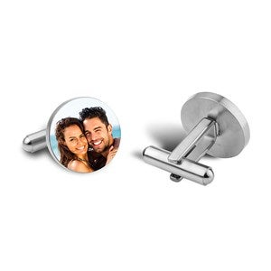 Personalized Round Photo Cufflinks - Stainless Steel - 45396D-SS