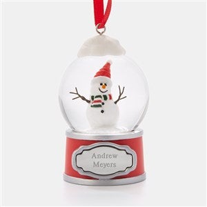 Engraved Happy Snowman Snow Globe Ornament   - 45414