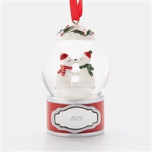 2024 Kissing Polar Bears Snow Globe  Engraved Ornament - 45474