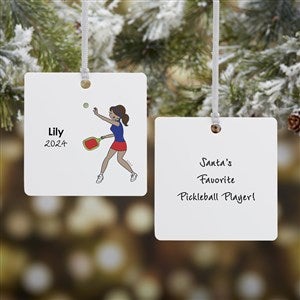 philoSophies® Pickleball Personalized Square Photo Ornament- 2.75 Metal - 2 - 45524-2M