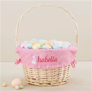 Bunny Name Embroidered Willow Easter Basket - Pink - 45534-P