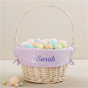 Bunny Name Embroidered Willow Easter Basket - Lavender - 45534-PL