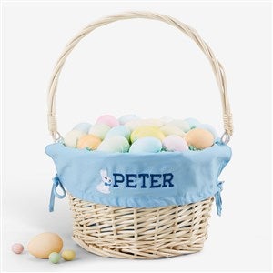 Bunny Name Embroidered Willow Easter Basket - Blue - 45534-B