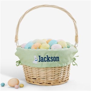 Bunny Name Embroidered Willow Easter Basket - Green - 45534-G