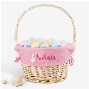 Bunny Name Embroidered Willow Easter Basket - Pink - 45534-P