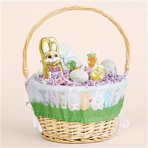 Easter Alphabet Personalized Natural Easter Basket with Folding Handle - 45535