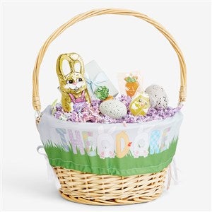 Easter Alphabet Personalized Natural Easter Basket with Folding Handle - 45535
