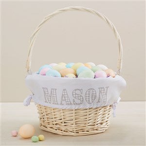 Easter Gingham Name Personalized Easter Basket - Natural - 45536-N