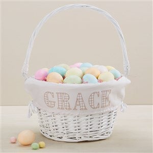 Easter Gingham Name Personalized Easter Basket - White - 45536-W
