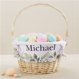 Floral Bunny Personalized Easter Basket - Natural - 45537-N
