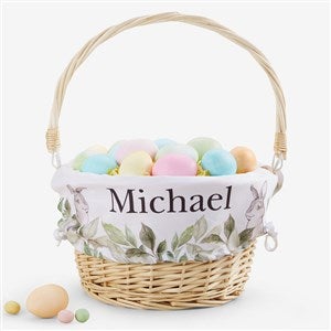 Floral Bunny Personalized Easter Basket - Natural - 45537-N