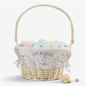 Personalized Floral Bunny Easter Basket - Natural - 45538-N