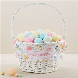 Easter Flowers Personalized Easter Basket - White - 45539-W