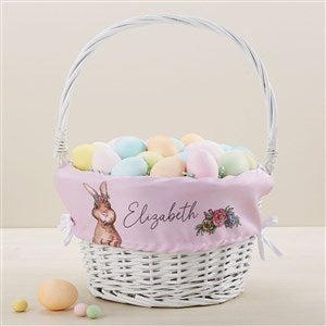 Easter Girl Bunny Personalized Easter Basket - White - 45540-W