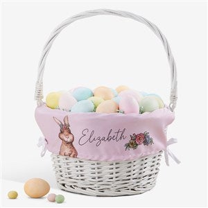 Easter Girl Bunny Personalized Easter Basket - White - 45540-W