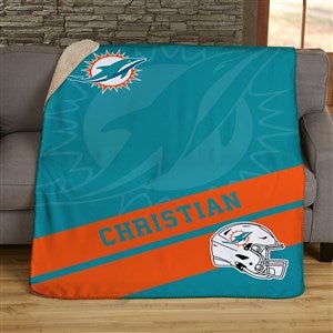 NFL Corner Logo Miami Dolphins Personalized 50x60 Sherpa Blanket - 45552-S