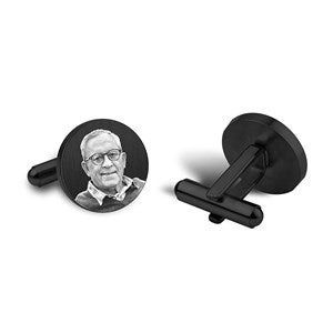 Personalized Round Photo Black Tone Cufflinks - 45564D