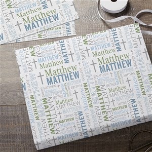 Religious Repeating Name Personalized Wrapping Paper Sheets - Set of 3 - 45571-S