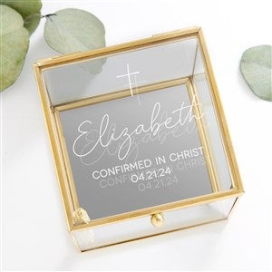 Confirmed in Christ Personalized Glass Jewelry Box - Gold - 45576-G