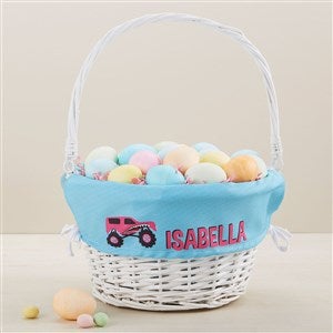 Construction & Monster Personalized Easter White Basket With Drop-Down Handle - 45580-W