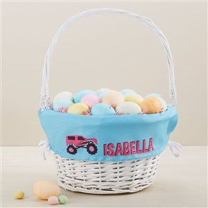 Construction & Monster Trucks Personalized Easter Basket - White - 45580-W