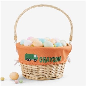 Construction  Monster Personalized Natural Easter Basket with Folding Handle - 45580-N