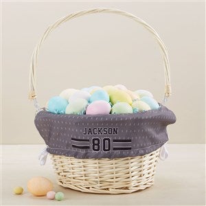 Sports Jersey Personalized Natural Easter Basket with Folding Handle - 45582-N
