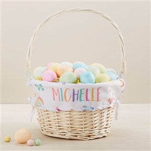 Watercolor Brights Personalized Easter Basket - Natural - 45583-N