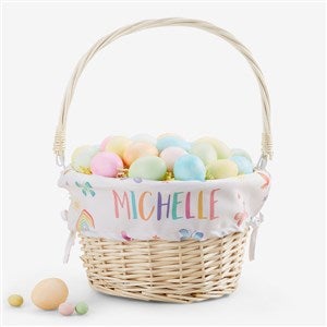 Watercolor Brights Personalized Easter Basket - Natural - 45583-N