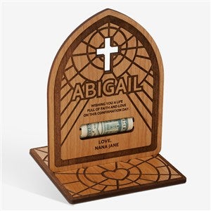 Religious Blessings Personalized Wood Money Holder - Natural Alderwood - 45586-N
