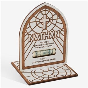 Religious Blessings Personalized Wood Money Holder - Whitewash - 45586-W