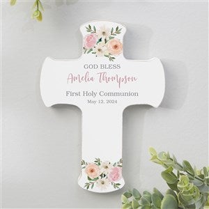 Floral First Communion Personalized Cross- 5x7 - 45590