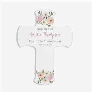 Floral First Communion Personalized Cross- 5x7 - 45590