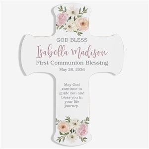 Floral First Communion Personalized Cross - 8x12 - 45590-L