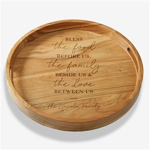 Bless the Food Before Us Engraved Acacia Wood Round Serving Tray - 45604