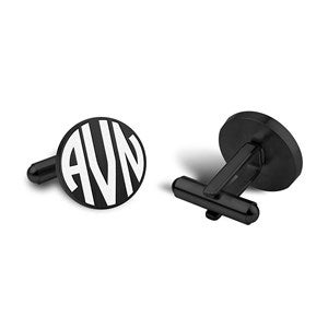 Monogrammed Round Black Tone Cufflinks - 45666D