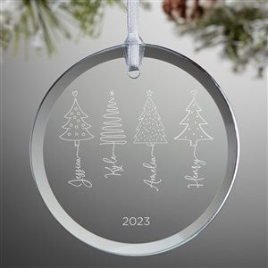 Scripted Christmas Tree Personalized Glass Ornament  - 45709-S