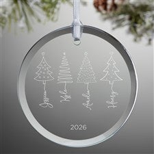Scripted Christmas Tree Personalized Glass Ornament - 45709-S