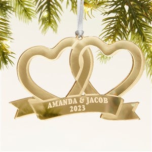 Connected Hearts Personalized Christmas Ornament - Gold - 45712-G