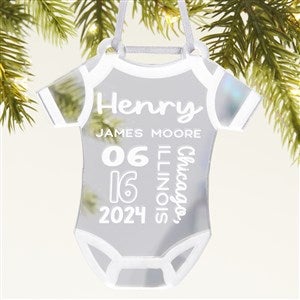 Baby Bodysuit Personalized Acrylic Ornament - Silver - 45715-S