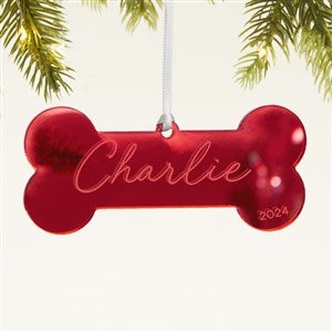 Dog Bone Personalized Acrylic Christmas Ornament - Red - 45716-R