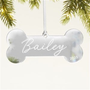 Dog Bone Personalized Acrylic Christmas Ornament - Silver - 45716-S